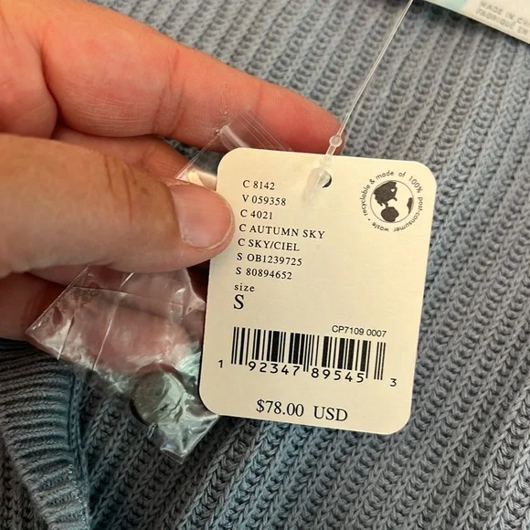 FREE PEOPLE BEACH RIBBED PICNIC SWEATER MINI DRESS  BLUE - Picture 10 of 16